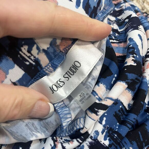 Jones Studio Skirt size Extra Small Long Blue Coral Slinky Stretch A Line Modest - Picture 11 of 11